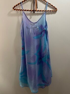 Vintage Blue & Purple Floral Sheer Chemise